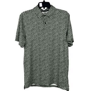 VRST Men's Mesh Print Golf Polo Optic Geo Mesh Green S